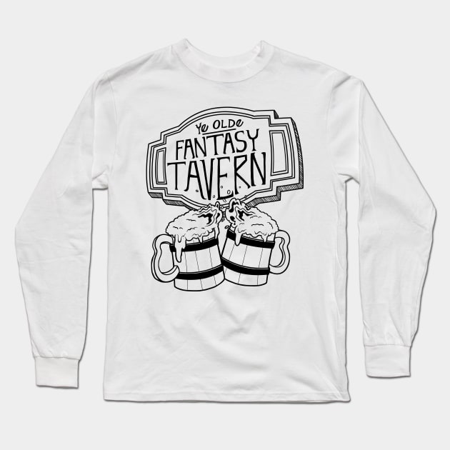 Fantasy Tavern - Black Design Long Sleeve T-Shirt by CliffeArts